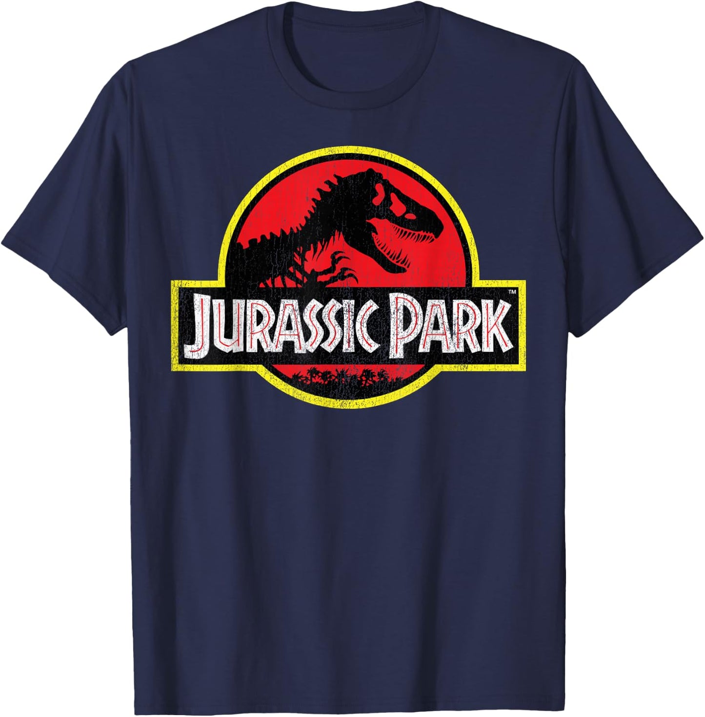 Jurassic Park Vintage Distressed Logo - Classic Fit, , Short Sleeve, Black T-Shirt - T-Shirt | Navy