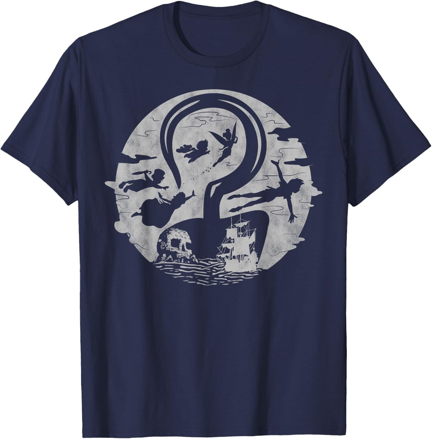 Disney Peter Pan Tink Wendy Kids Flying Silhouettes T-Shirt - T-Shirt | Navy