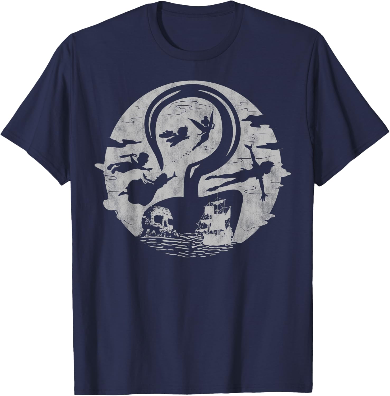 Disney Peter Pan Tink Wendy Kids Flying Silhouettes T-Shirt - T-Shirt | Navy