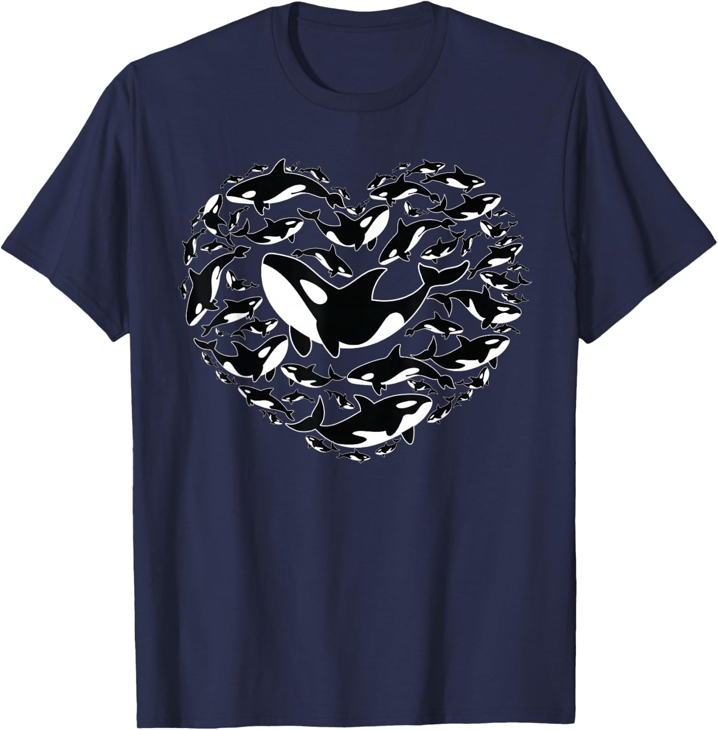 Valentine's Day Orca Whale Sea Panda as Men Women Kids T-Shirt - T-Shirt | Navy