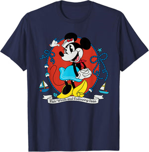 Disney Cruise Sailor Minnie Mouse Fair Winds Vacation at Sea T-Shirt - T-Shirt | Navy