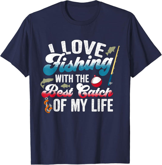 I Love Fishing With Best Catch Fishing Couples T-Shirt - T-Shirt | Navy