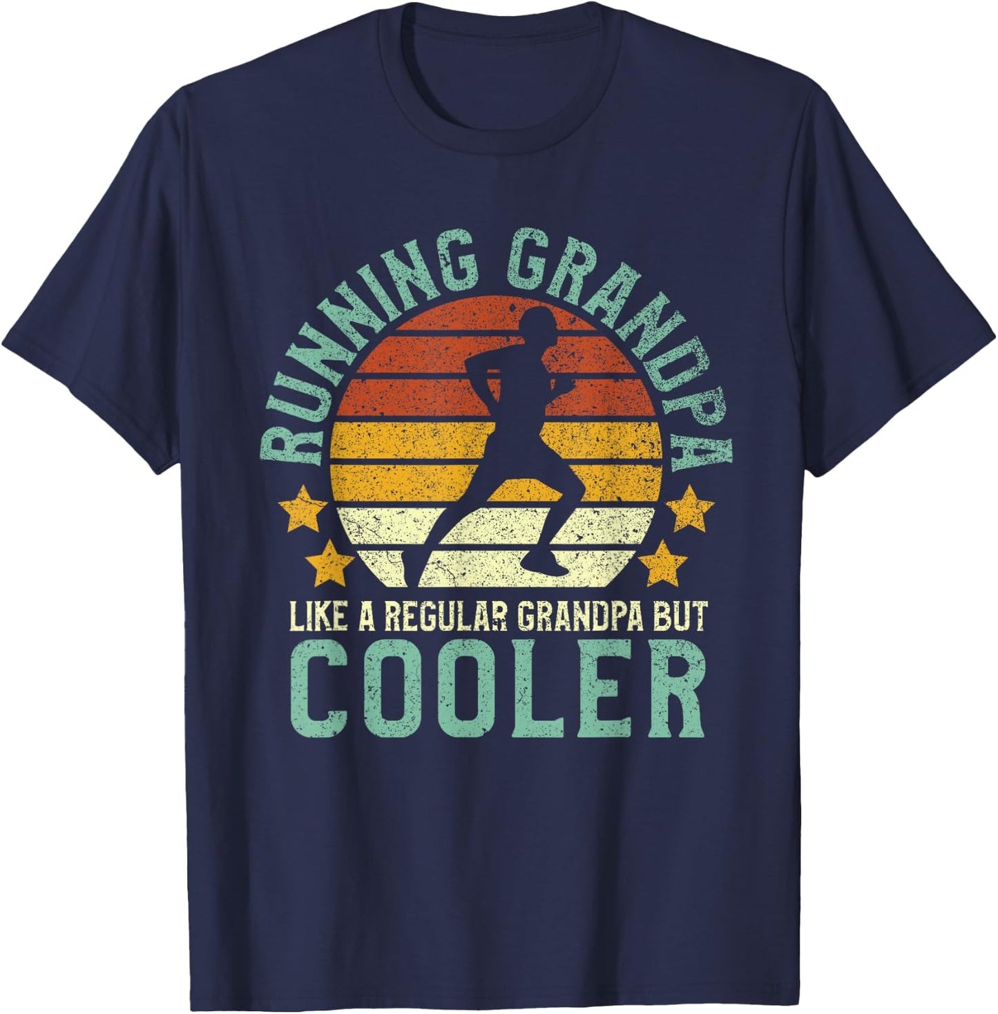 Running Grandpa | Funny Grandfather 5k Marathon Runner Gift T-Shirt - T-Shirt | Navy