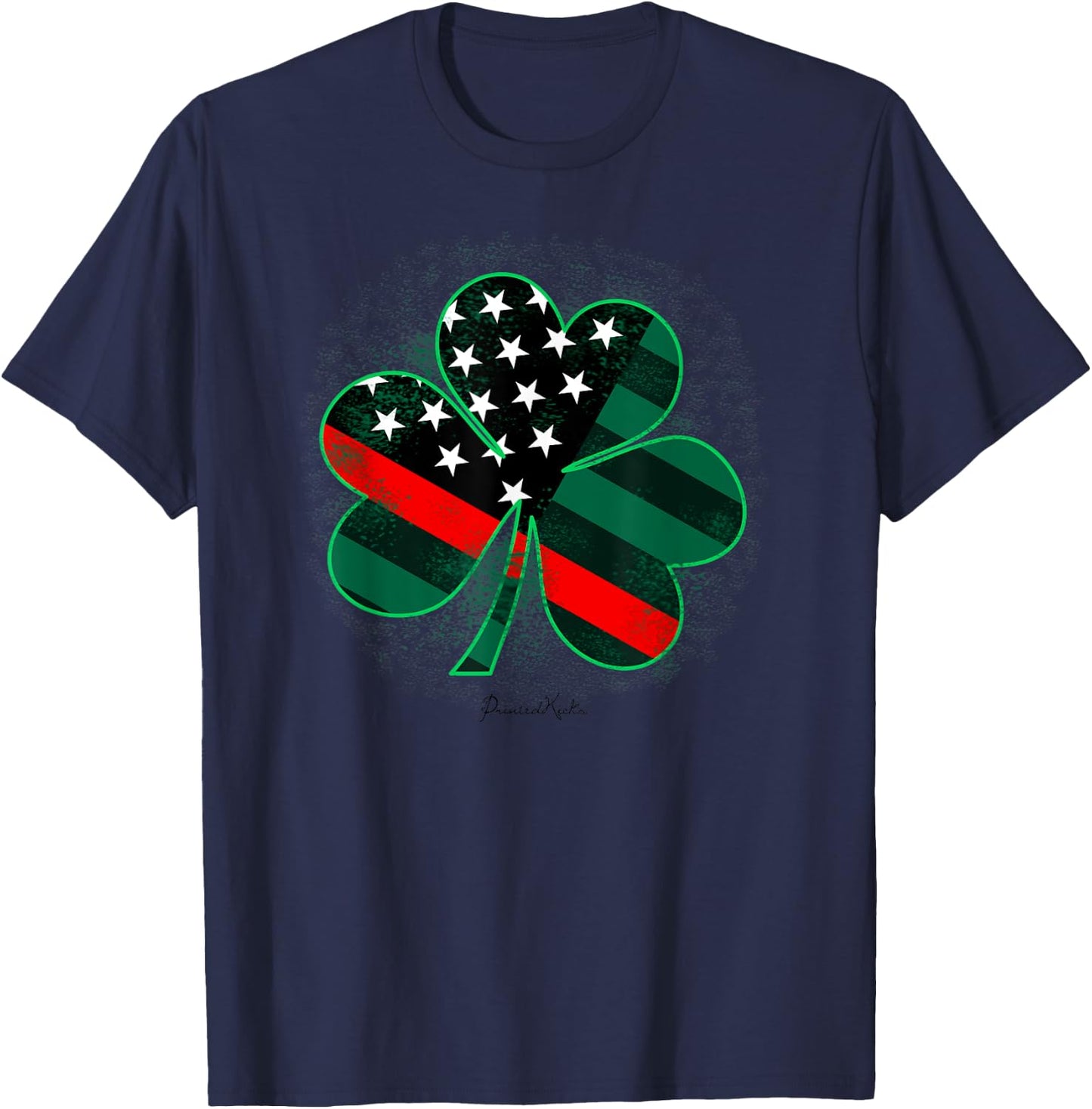 Thin Red Line St Patricks Day Shirt Firefighter Shamrock T-Shirt - T-Shirt | Navy