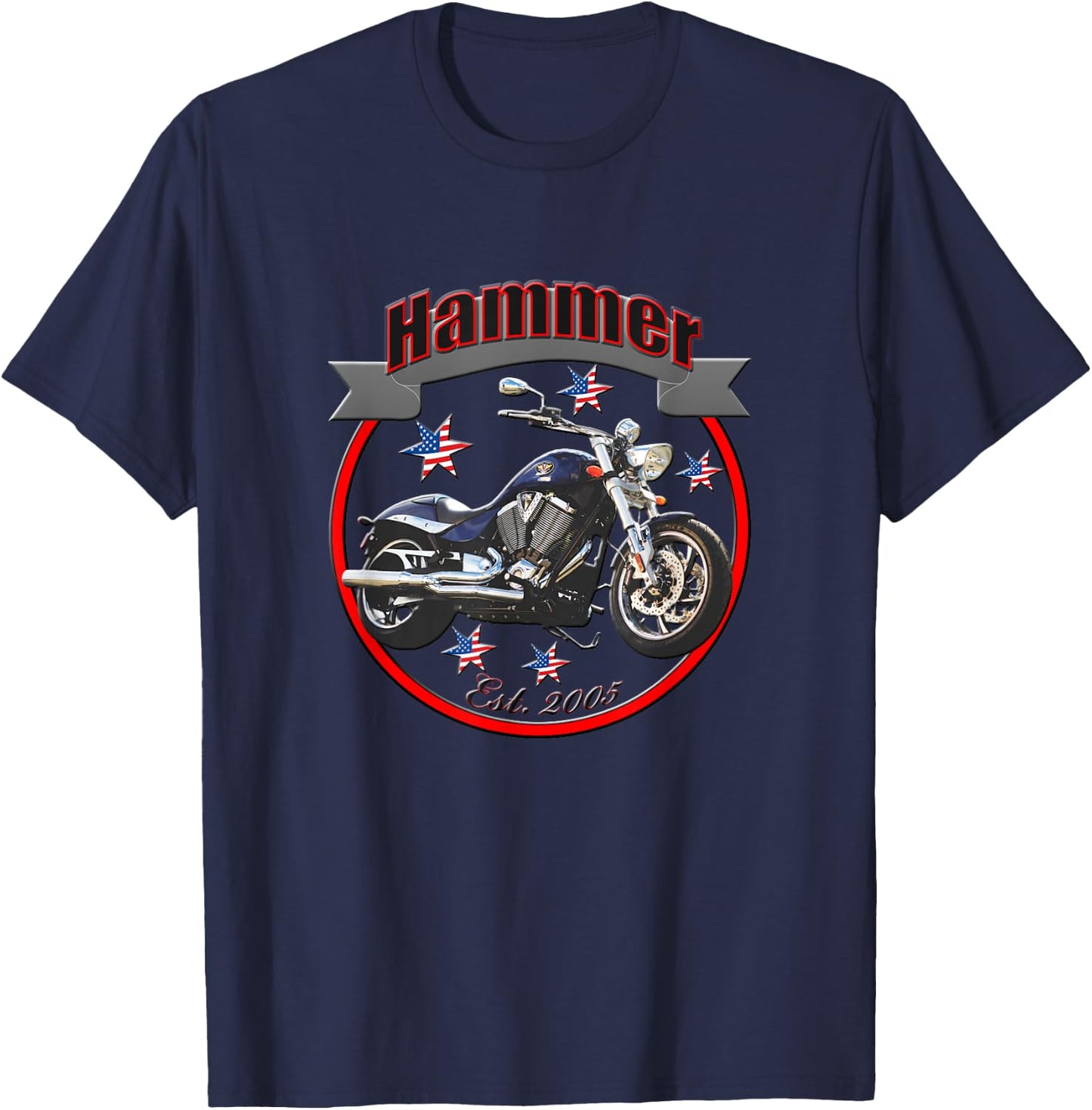 Victory Hammer U.S.A. Star Motorcycle T-Shirt - T-Shirt | Navy