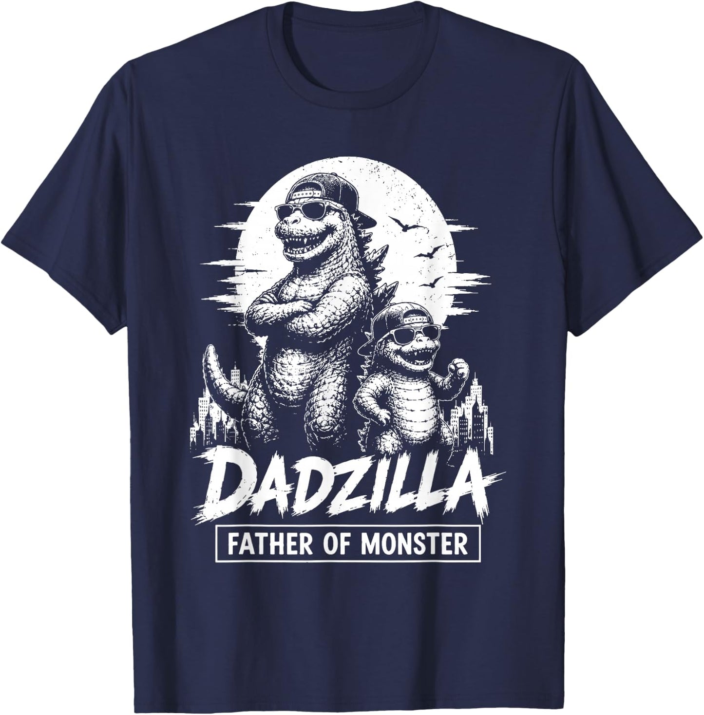 Vintage Dadzilla Father of The Monsters Dad Son Daughter T-Shirt - T-Shirt | Navy