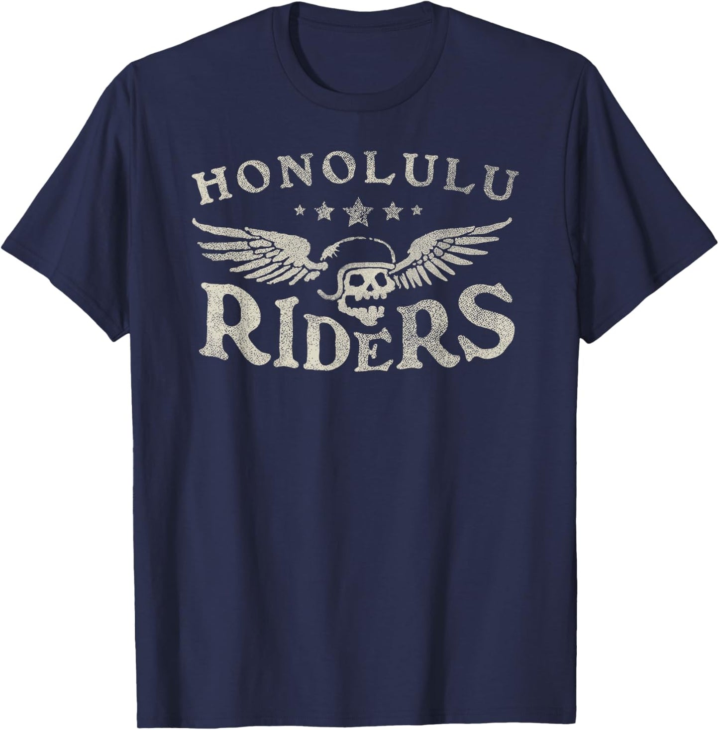 Honolulu Riders - Motorcycle Skull Wings T-Shirt - T-Shirt | Navy
