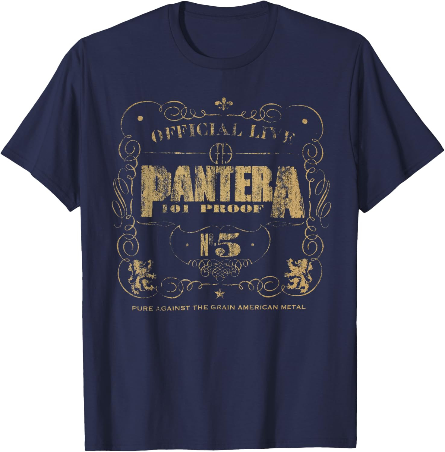 Pantera Official 101 Proof Black Adult T-Shirt - T-Shirt | Navy