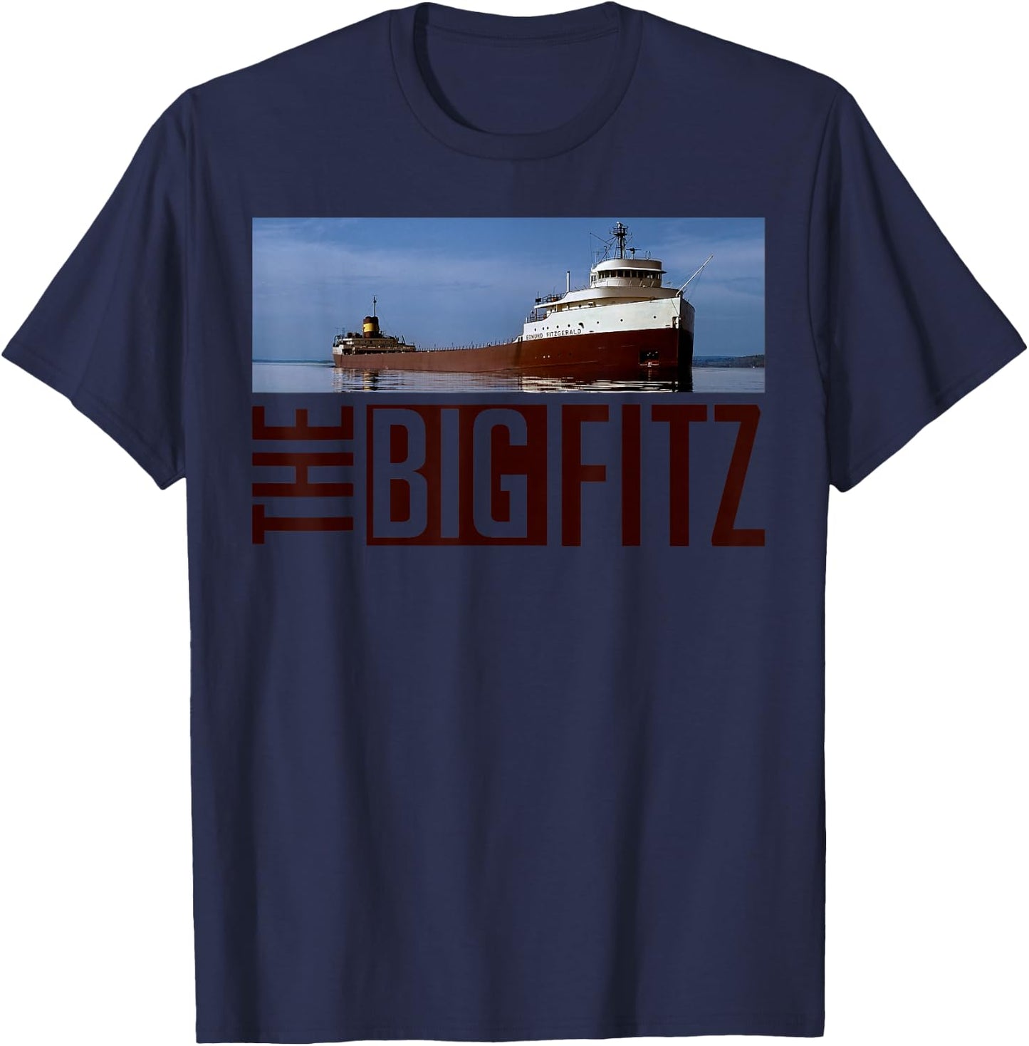 Great-Lakes Maritime Edmund Fitzgerald Co. Edmund Fitzgerald , -Adults, Blue, Small, Short Sleeve T-Shirt - T-Shirt | Navy
