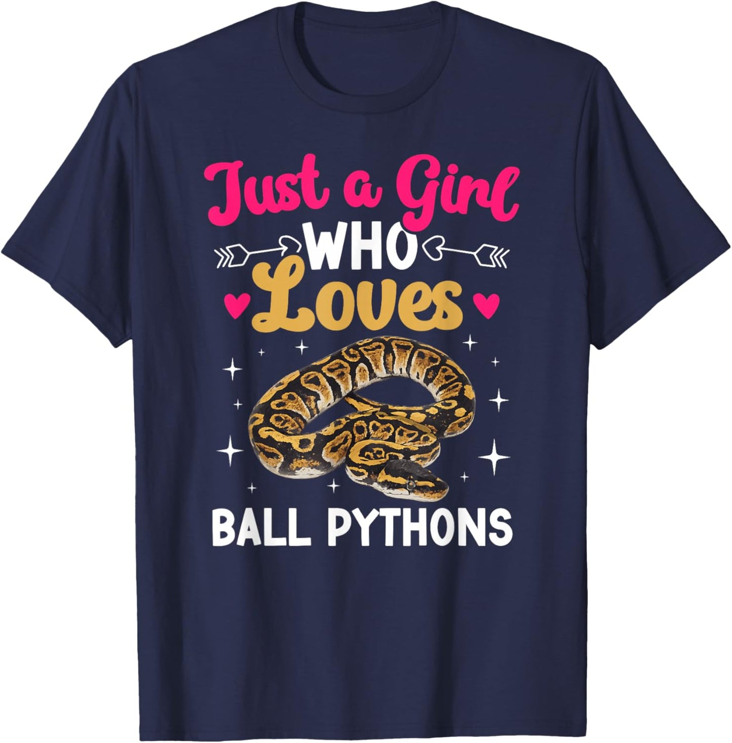 Just A Girl Who Loves Ball Python Owner Ball Python Mom T-Shirt - T-Shirt | Navy