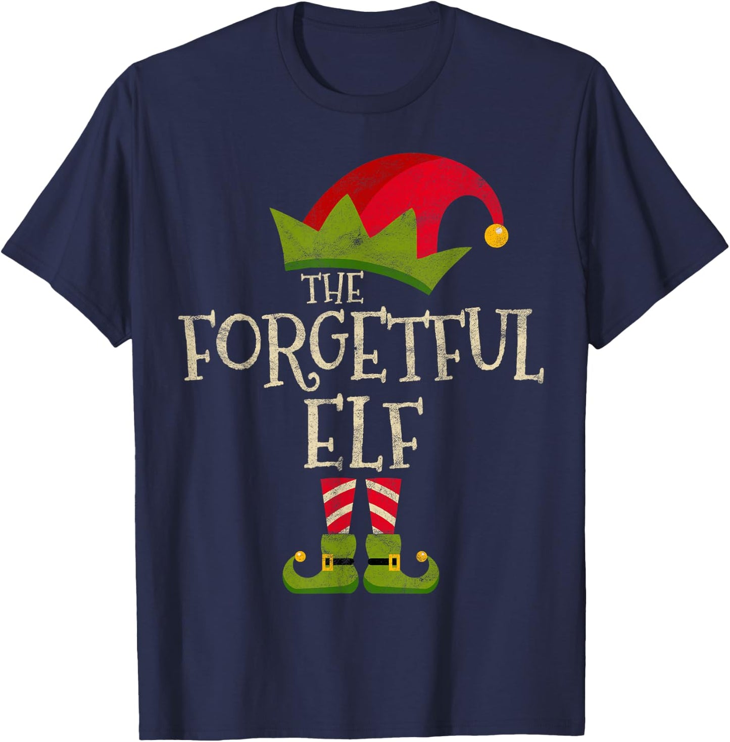 Easy The Forgetful Elf Costume Family Group Gift Christmas T-Shirt - T-Shirt | Navy