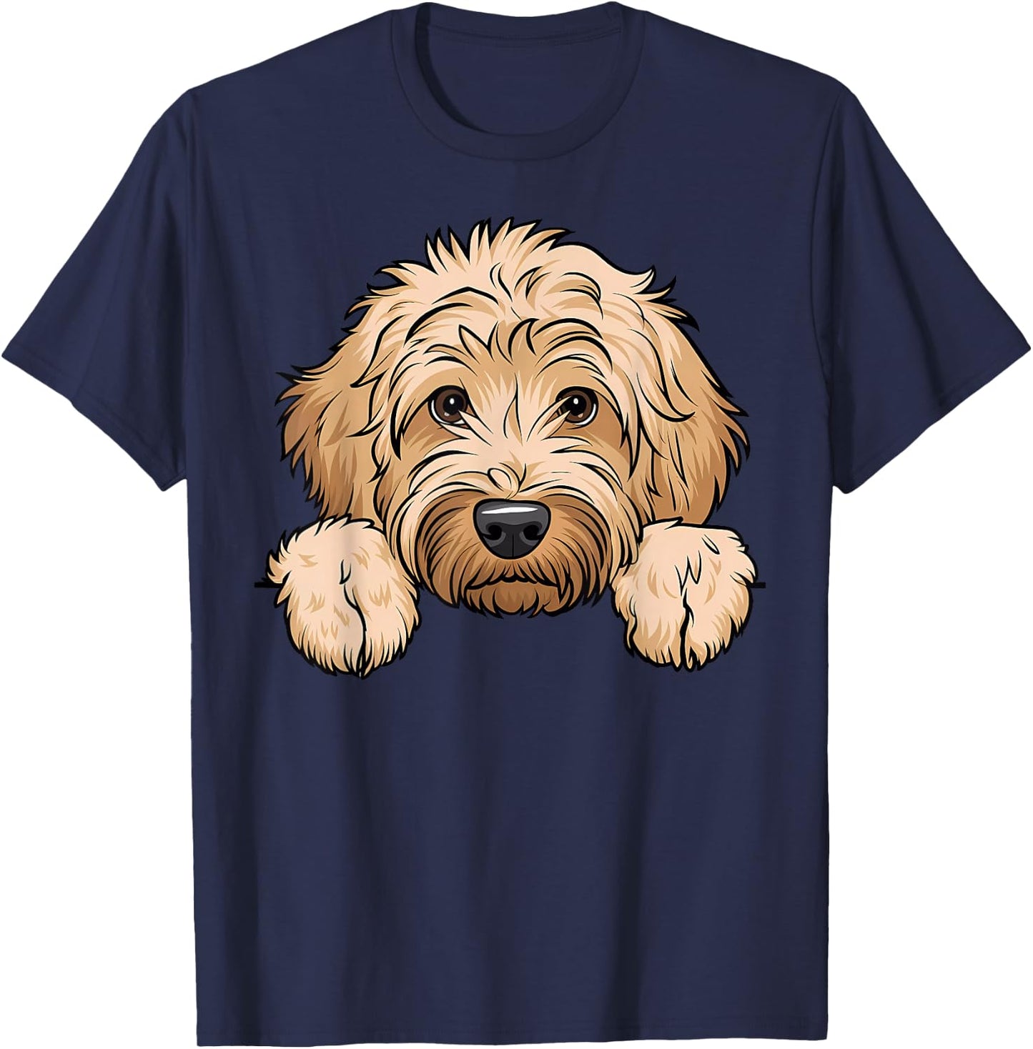 Cute Goldendoodle Funny Peeking Pocket Golden Doodle Dog T-Shirt - T-Shirt | Navy
