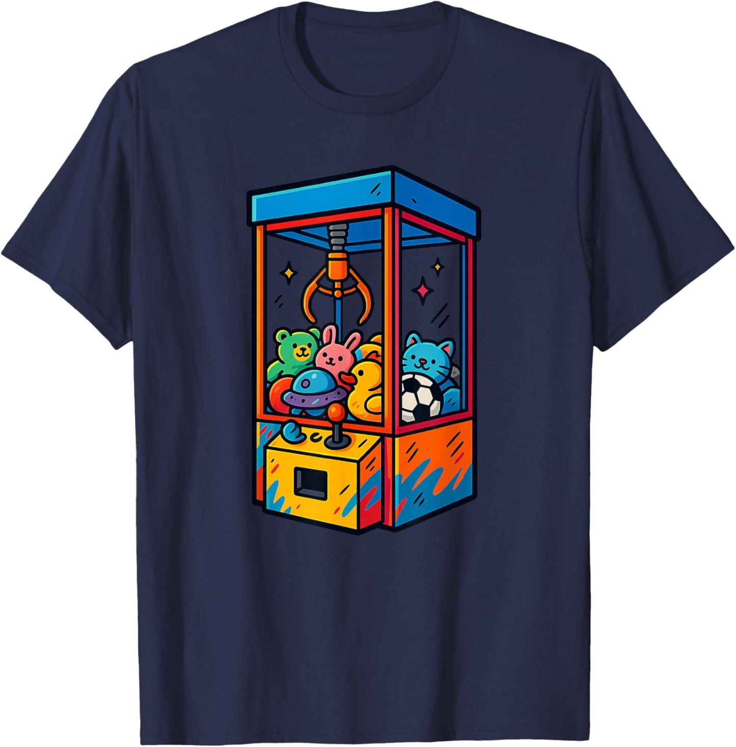 Cute Claw Machine Plush Arcade Game T-Shirt - T-Shirt | Navy