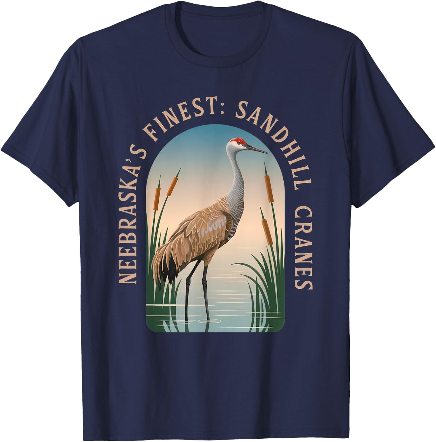 Sandhill Crane – Majestic Bird Lover Design T-Shirt - T-Shirt | Navy