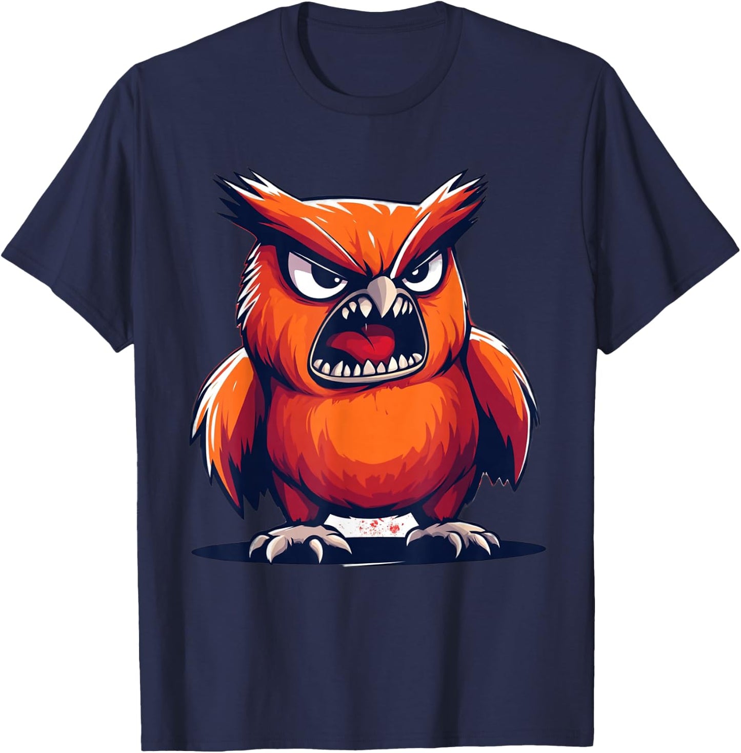 Angry Owl Graphic Funny Owl Kawaii T-Shirt - T-Shirt | Navy