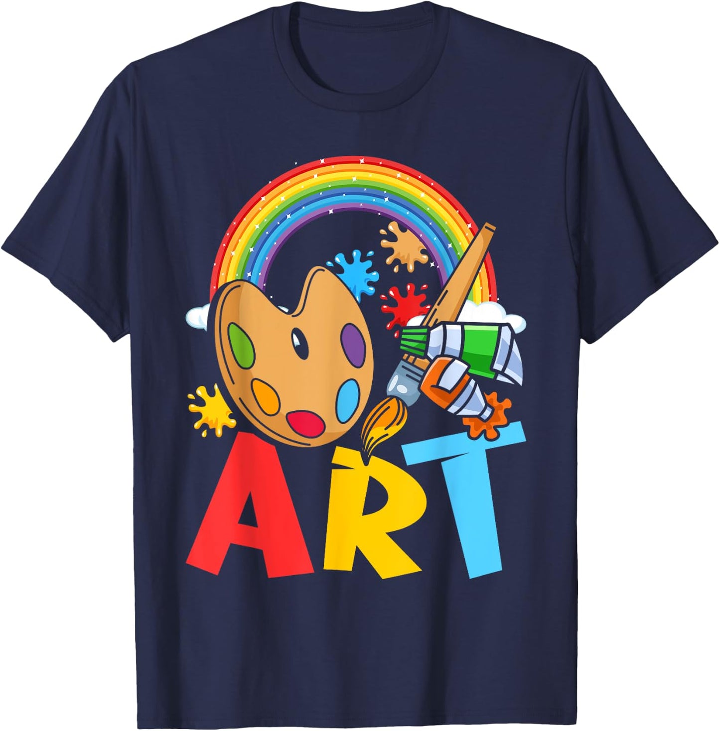I Love Art Artist Painter Colorful Painting Kids Girls T-Shirt - T-Shirt | Navy