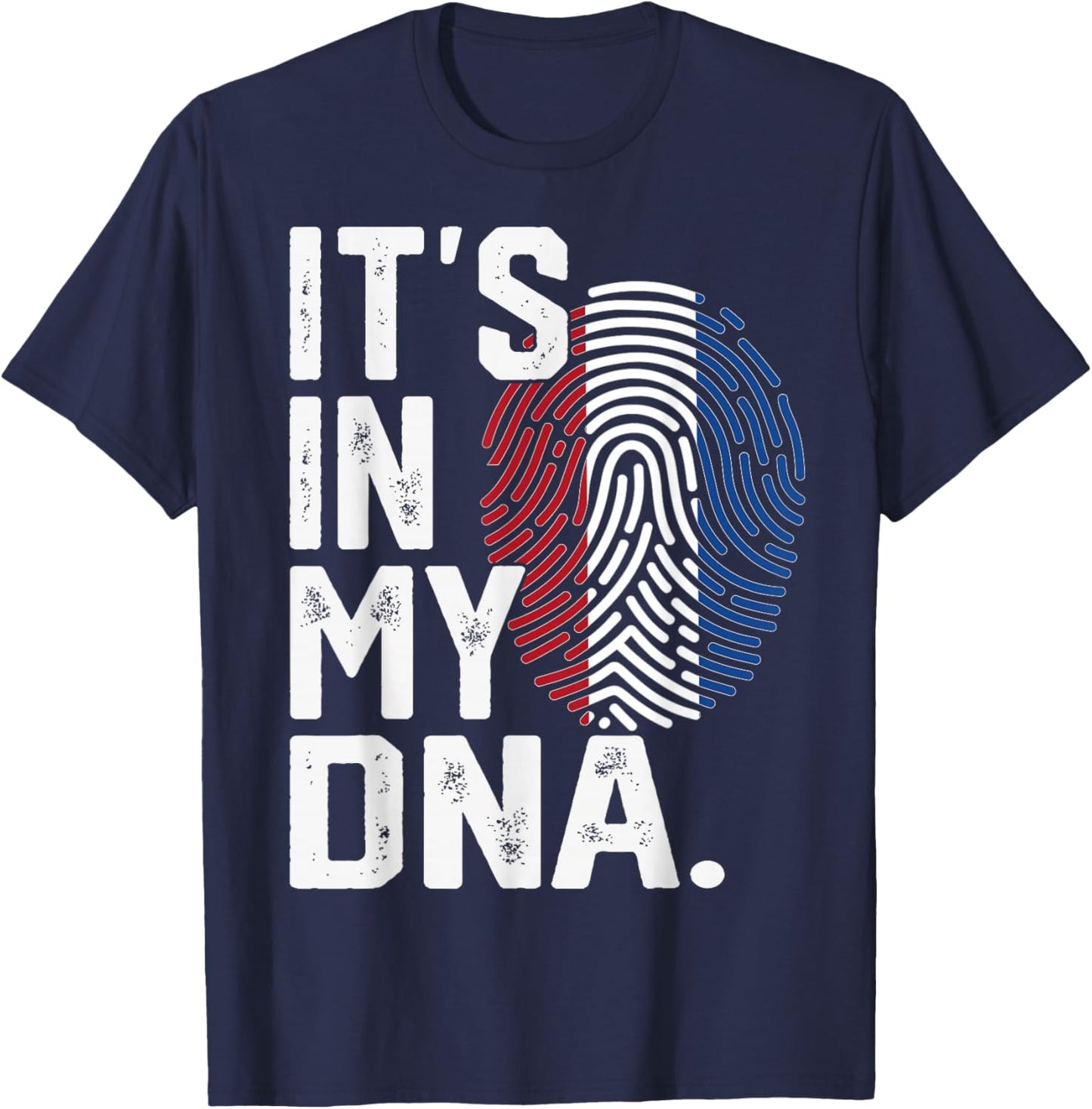 Netherlands Roots Flag Fingerprint Graphic Patriotic T-Shirt - T-Shirt | Navy