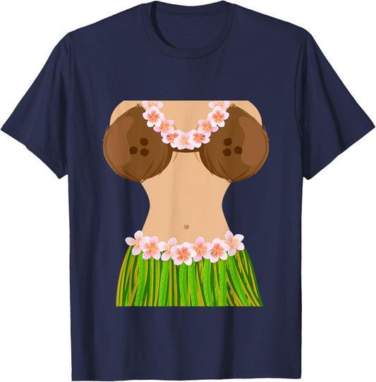 Hawaiian Coconut Shell Bra Funny Halloween Party T-Shirt - T-Shirt | Navy