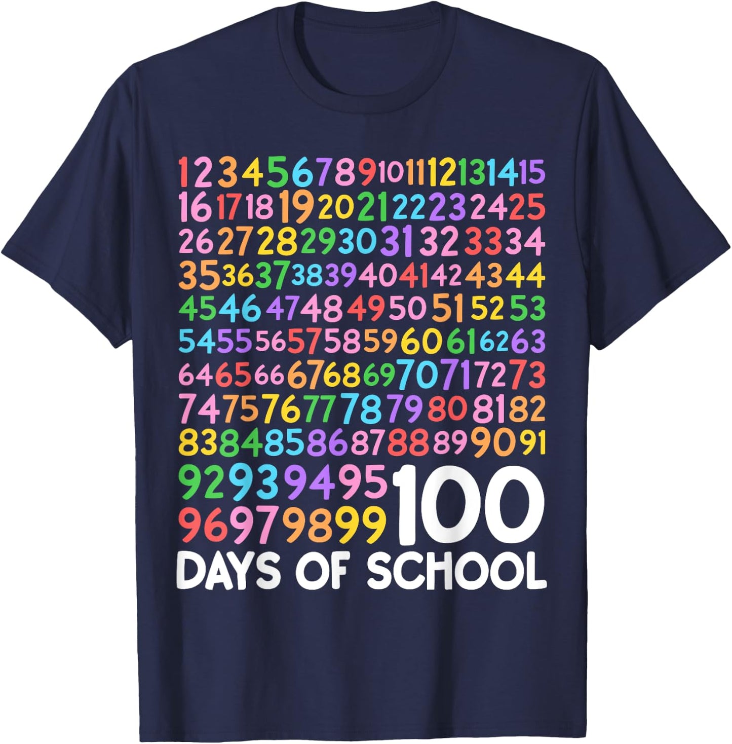 100th Day of School Teacher 100 Days of School Math Numbers T-Shirt - T-Shirt | Navy