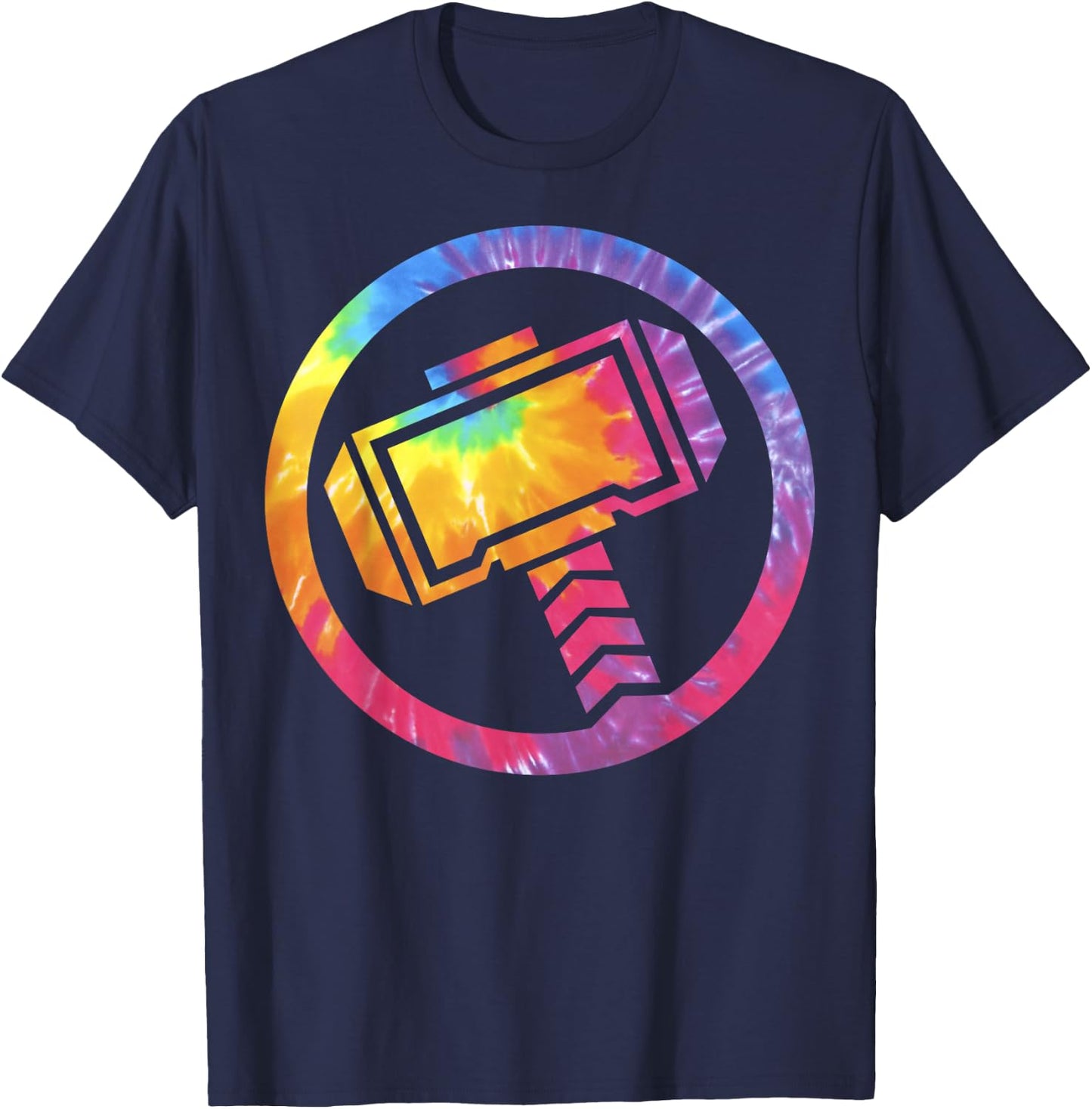 Marvel Thor Tie Dye Hammer Symbol T-Shirt - T-Shirt | Navy