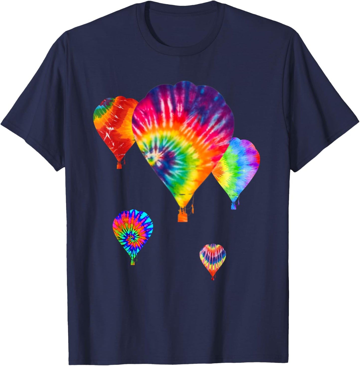 Fun Hot Air Balloon, Hippie Tie Dye Ballooning Gift, Dk T-Shirt - T-Shirt | Navy