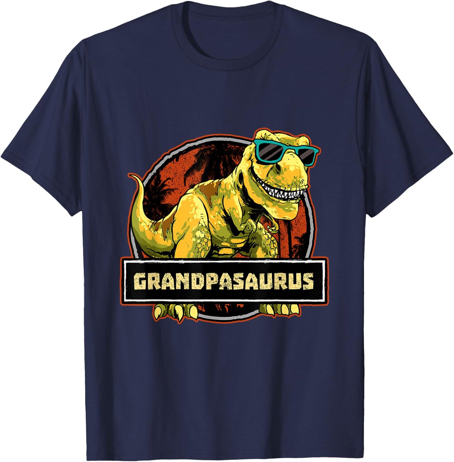 Grandpa Grandpasaurus Shirt T Rex Dinosaur Birthday Granddad T-Shirt - T-Shirt | Navy
