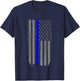 Kids Thin Blue Line Law Enforcement American Flag Shirt Youth T-Shirt - T-Shirt | Navy
