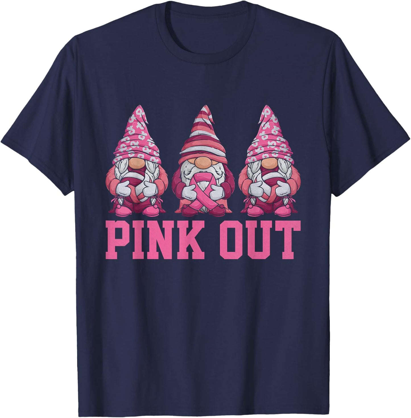 Pink Out Volleyball Pink Ribbon Breast Cancer Awareness T-Shirt - T-Shirt | Navy