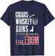Cigars Whiskey Guns Freedom Shirt - Funny U.S Flag Graphic T-Shirt - T-Shirt | Navy