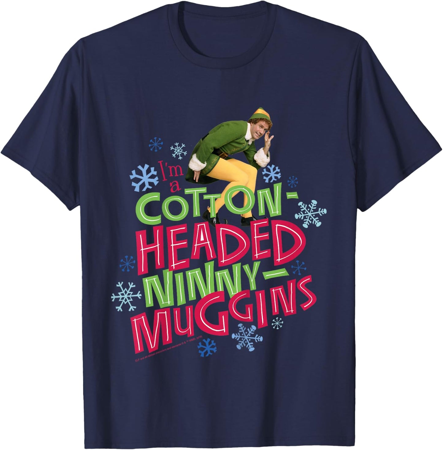 Kids Elf Buddy Cotton Headed Ninny Muggins Large Text T-Shirt - T-Shirt | Navy