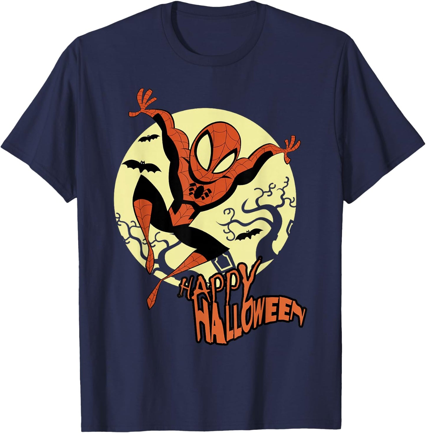 Marvel Spider-Man Moonlight Happy Halloween T-Shirt - T-Shirt | Navy