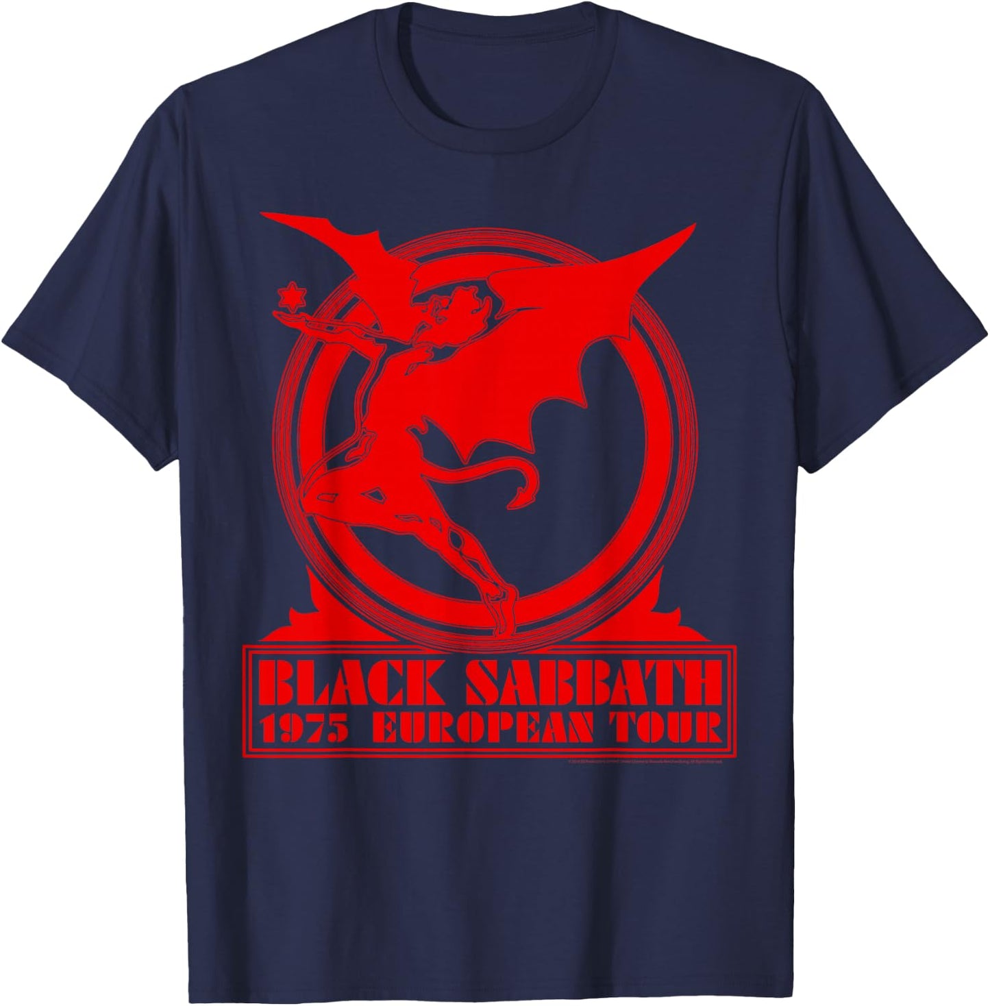 Black Sabbath Official 1975 European Tour T-Shirt - T-Shirt | Navy
