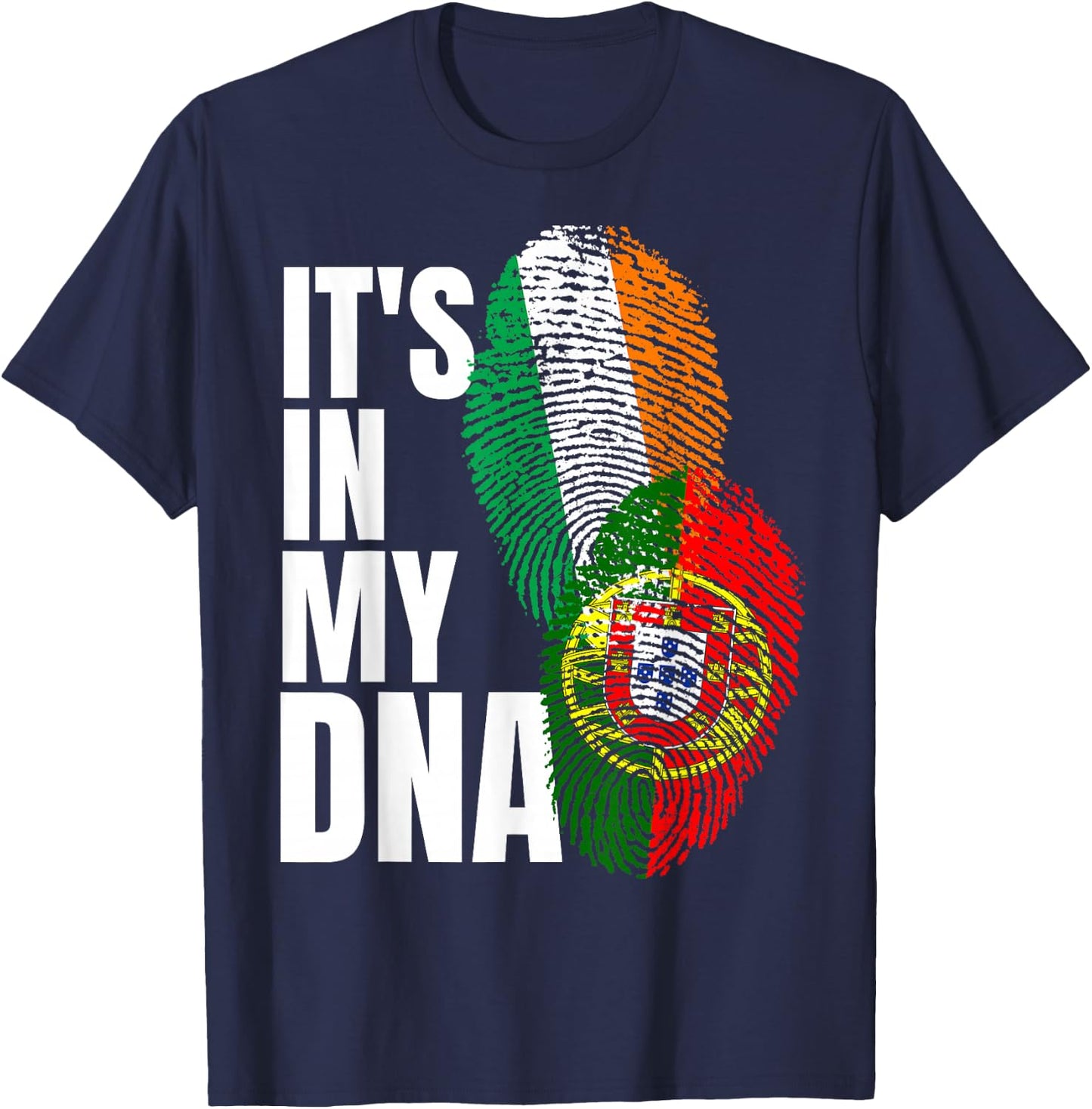 Portuguese And Irish DNA Mix Flag Heritage T-Shirt - T-Shirt | Navy