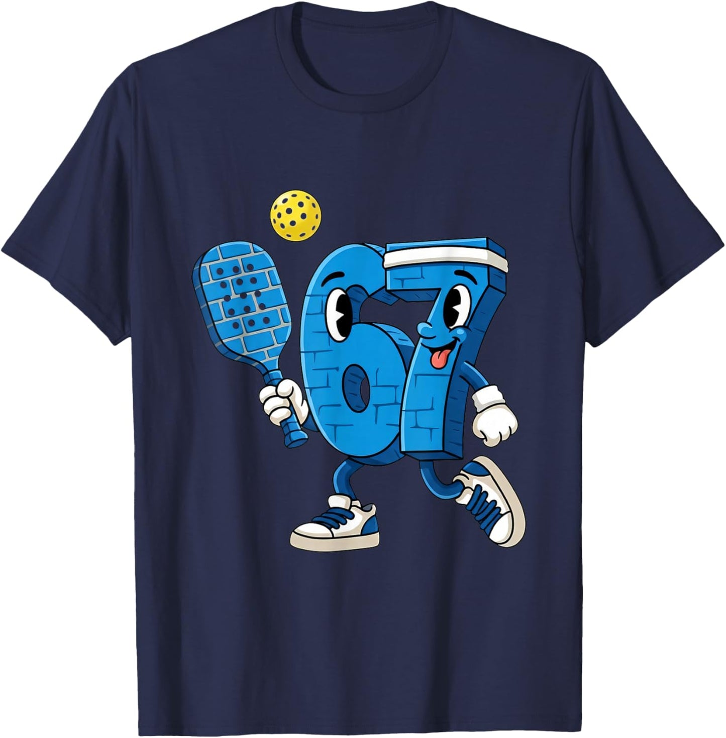Pickleball 67 Six Seven Gift Funny Player Lovers T-Shirt - T-Shirt | Navy