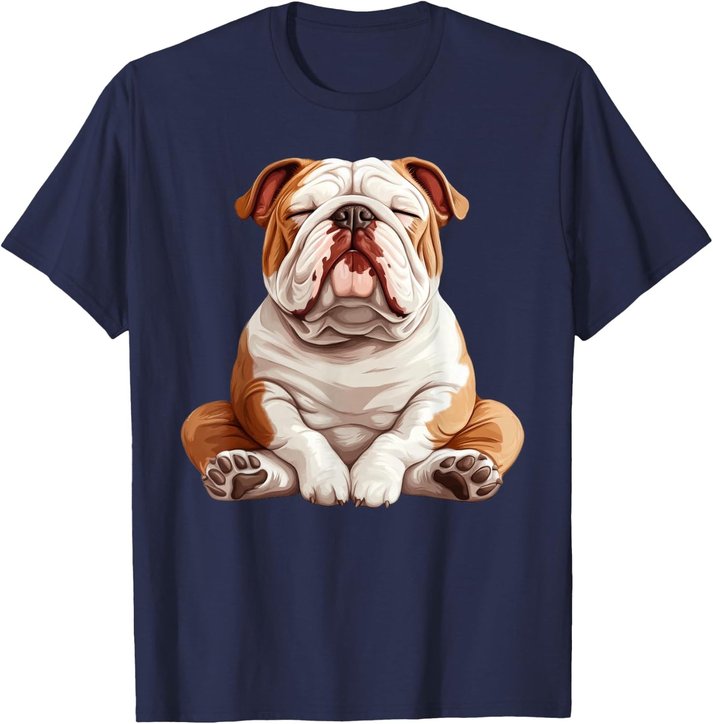 English Bulldog Dog Meditation Yoga T-Shirt - T-Shirt | Navy