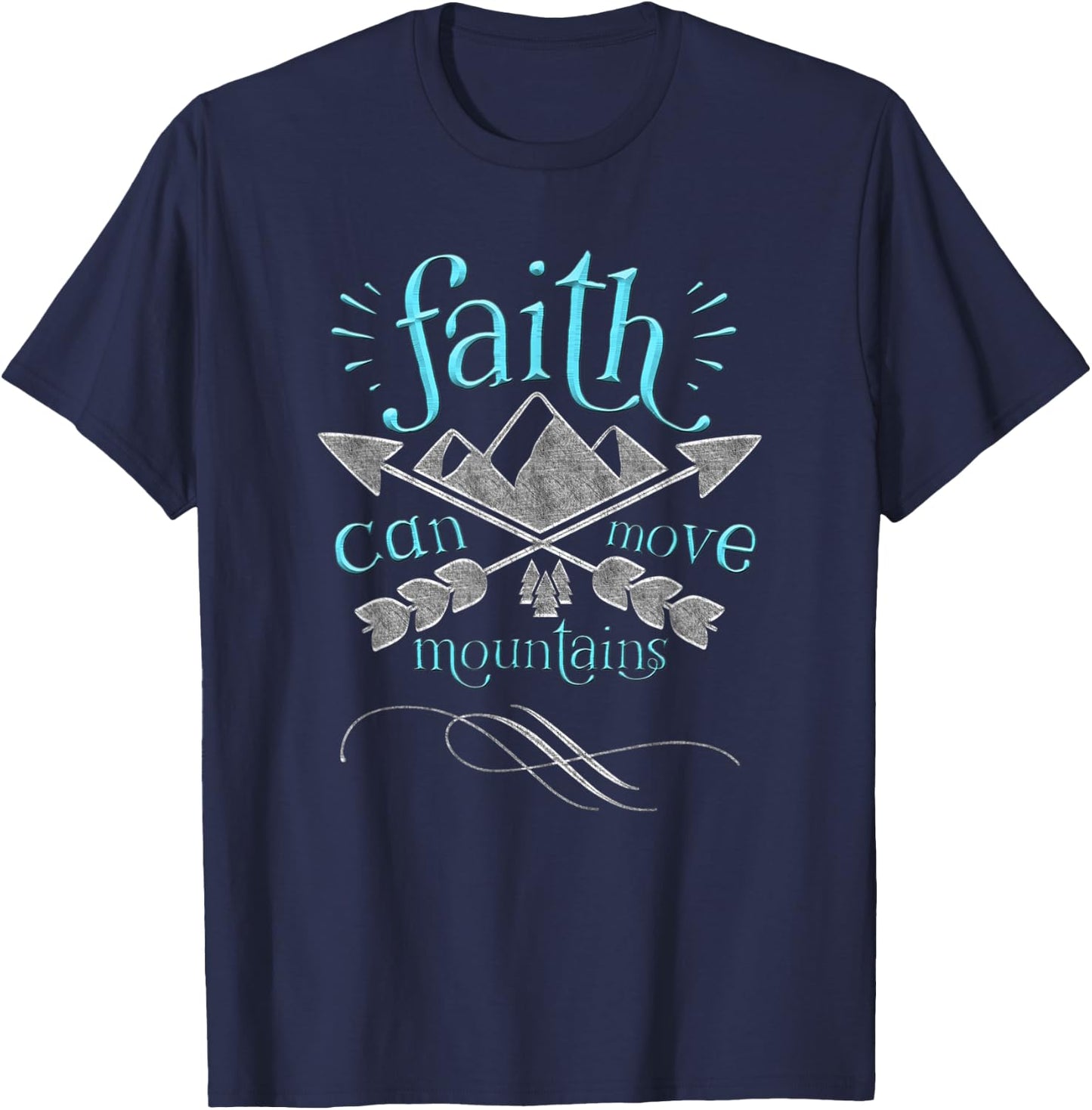 Christian Shirt Faith Move Mountains Inspirational T-Shirt - T-Shirt | Navy