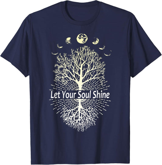 Phases of the Moon Let Your Soul Shine Tree T-Shirt - T-Shirt | Navy