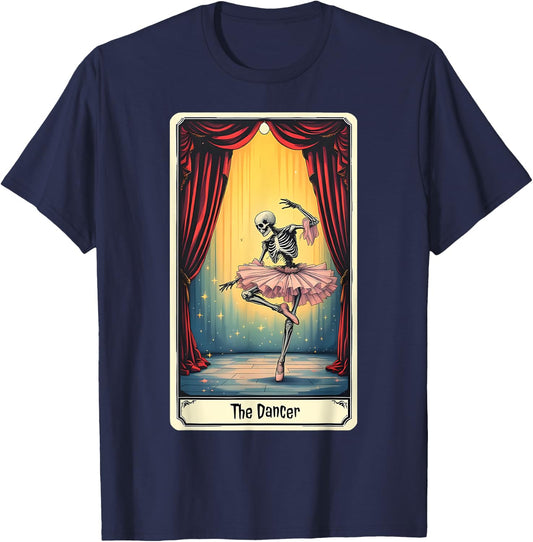 Dancer Tarot Card Skeleton Dancing Ballet Ballerina Teacher T-Shirt - T-Shirt | Navy
