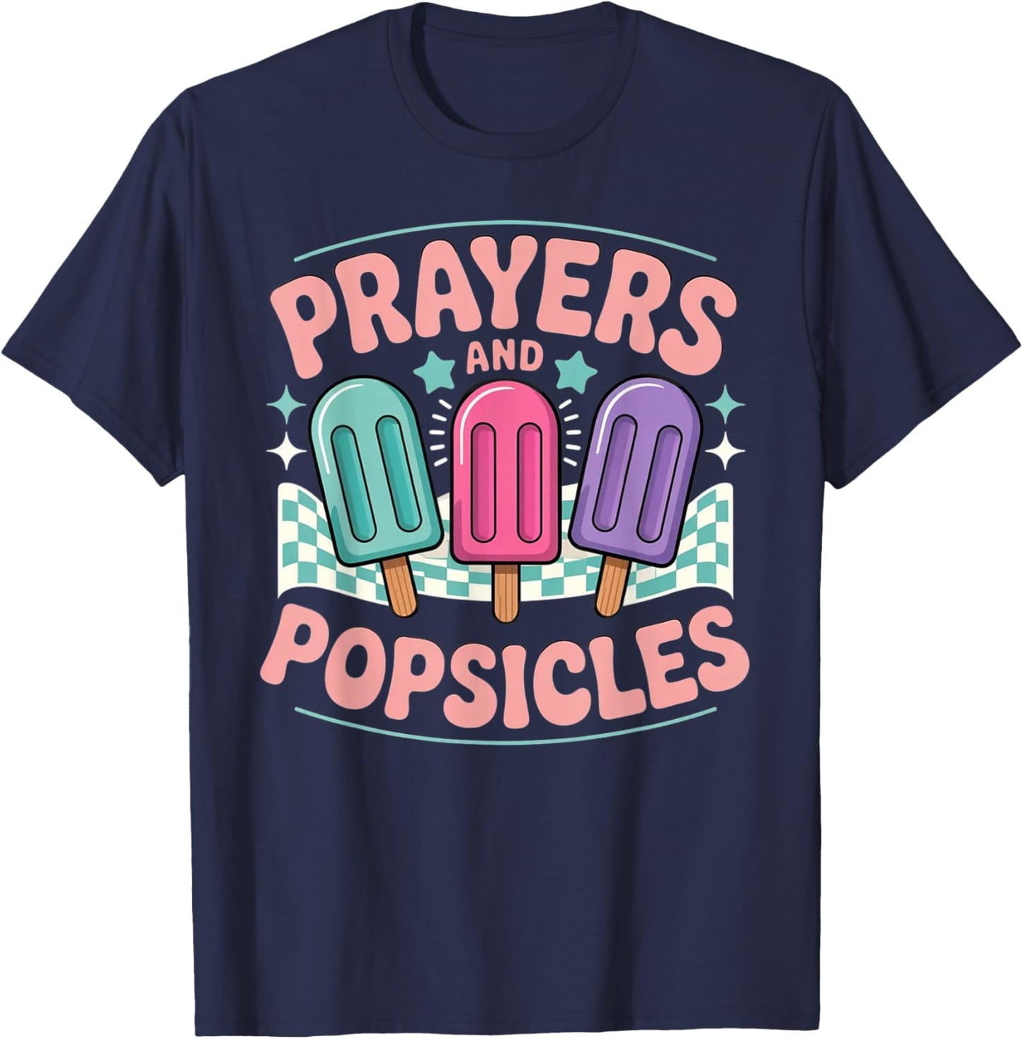Prayers and Popsicles Christian Kids VBS Summer Church Camp T-Shirt - T-Shirt | Navy