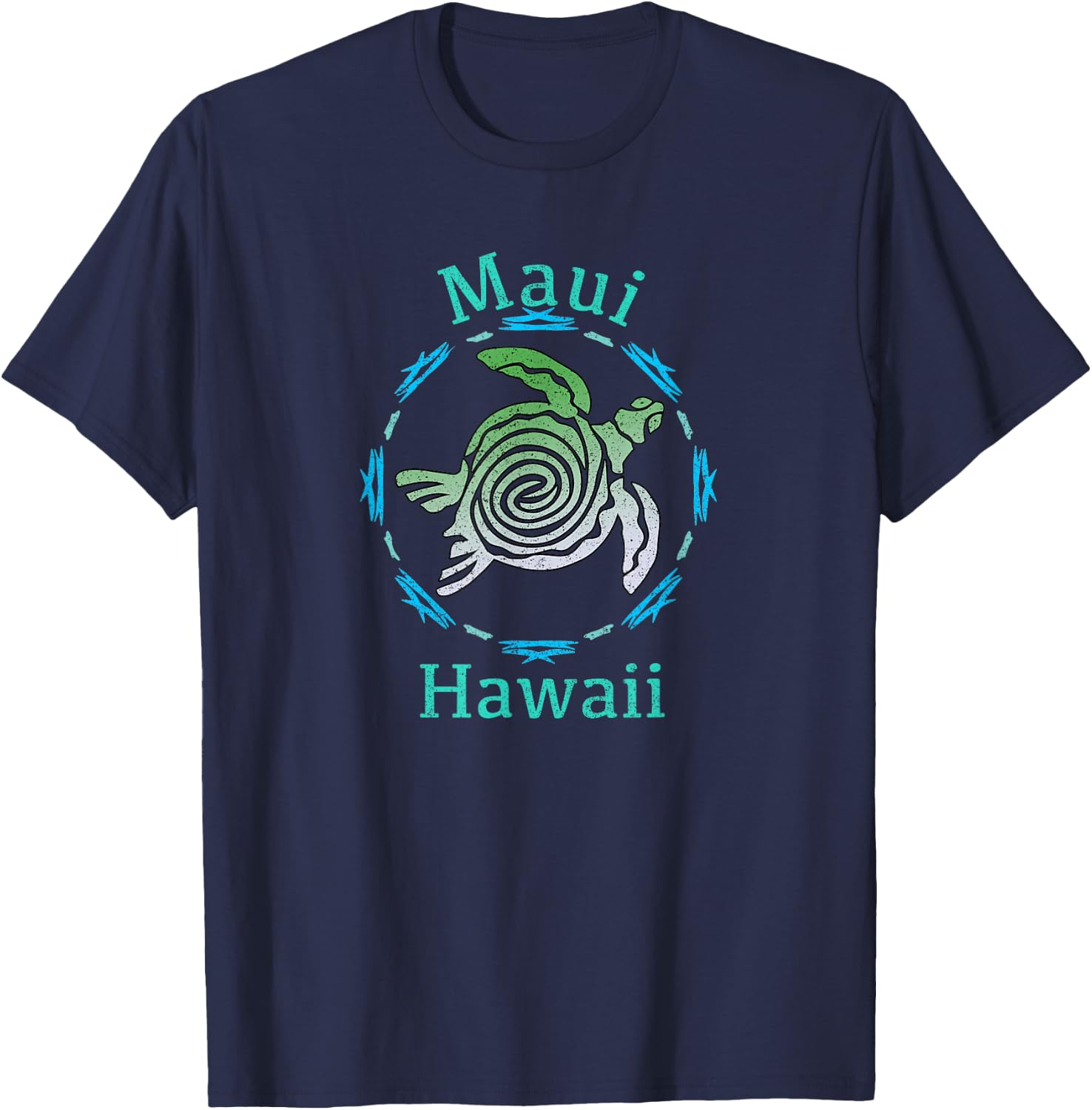 Maui Vintage Tribal Turtle Gift T-Shirt - T-Shirt | Navy
