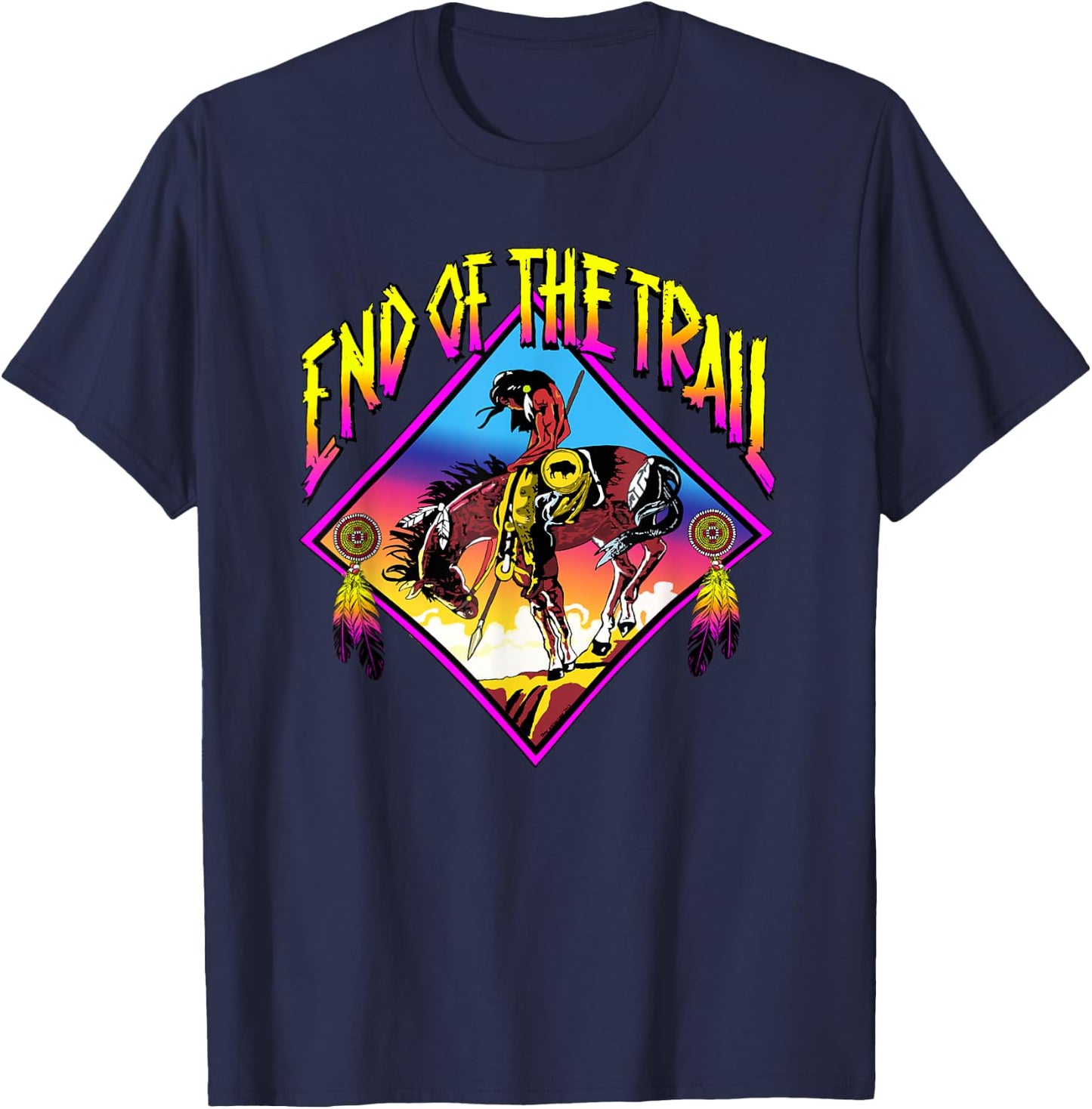 End Of The Trail Retro Native American T-Shirt - T-Shirt | Navy