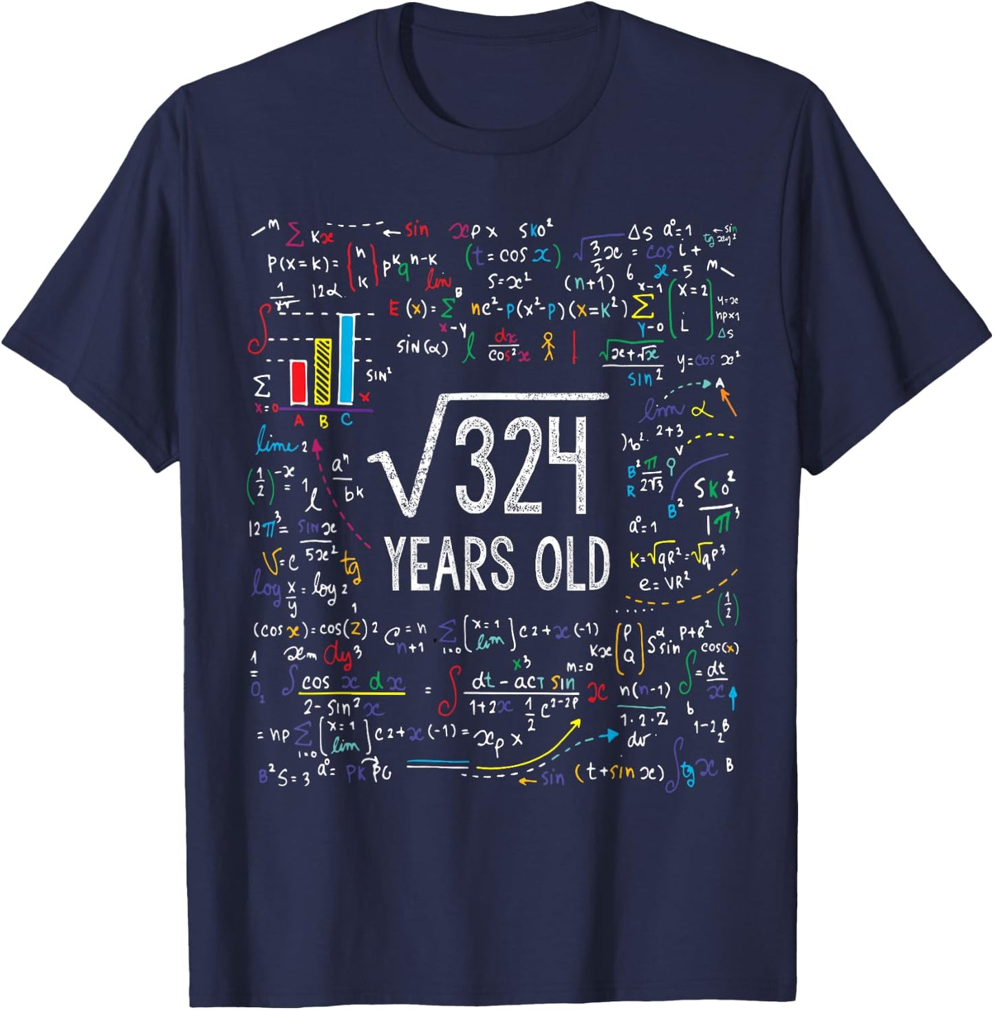 Square Root of 324 18th Birthday 18 Year Old Gifts Math Bday T-Shirt - T-Shirt | Navy