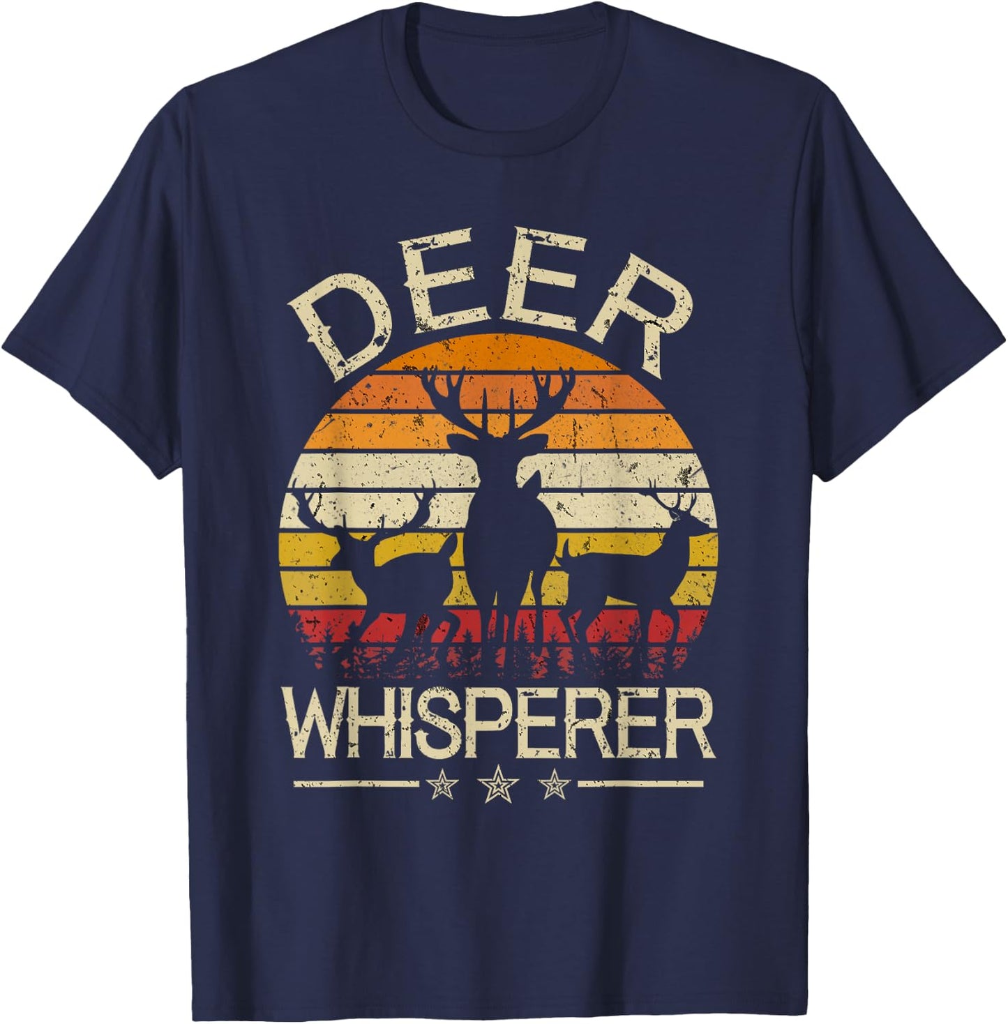 Retro "Deer Whisperer" Hunting | Deer Hunters Gift T-Shirt - T-Shirt | Navy