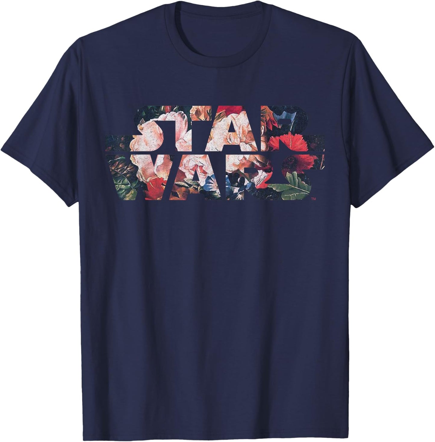 Star Wars Antique Flower Print Logo Graphic T-Shirt - T-Shirt | Navy