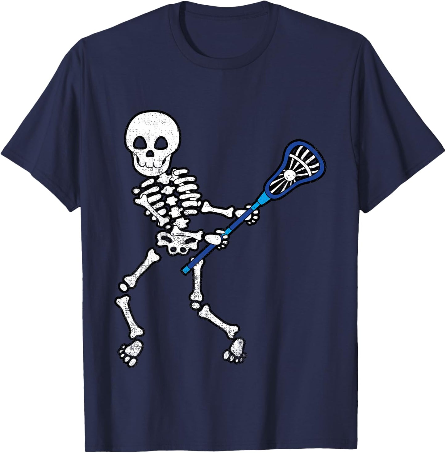 Kids Halloween Shirt Skeleton Lacrosse Sport Player Costume T-Shirt - T-Shirt | Navy