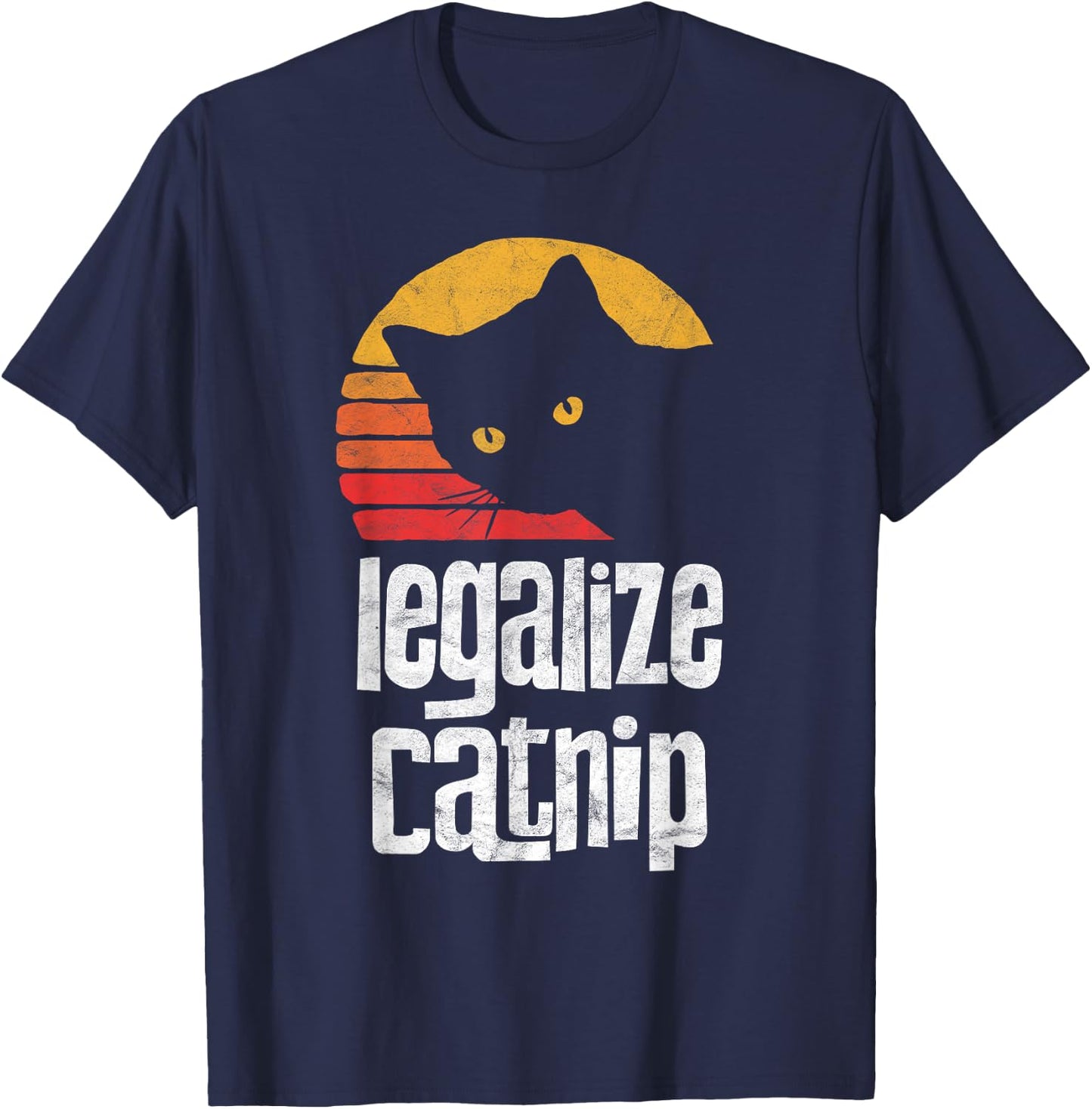 Legalize Catnip! Funny Vintage 80's Style Cat Cute Retro Women T-Shirt - T-Shirt | Navy