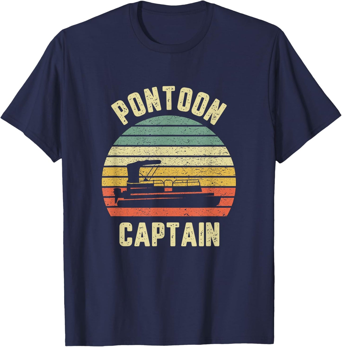 Vintage Pontoon Captain Shirt Funny Pontoon Boat T-Shirt - T-Shirt | Navy
