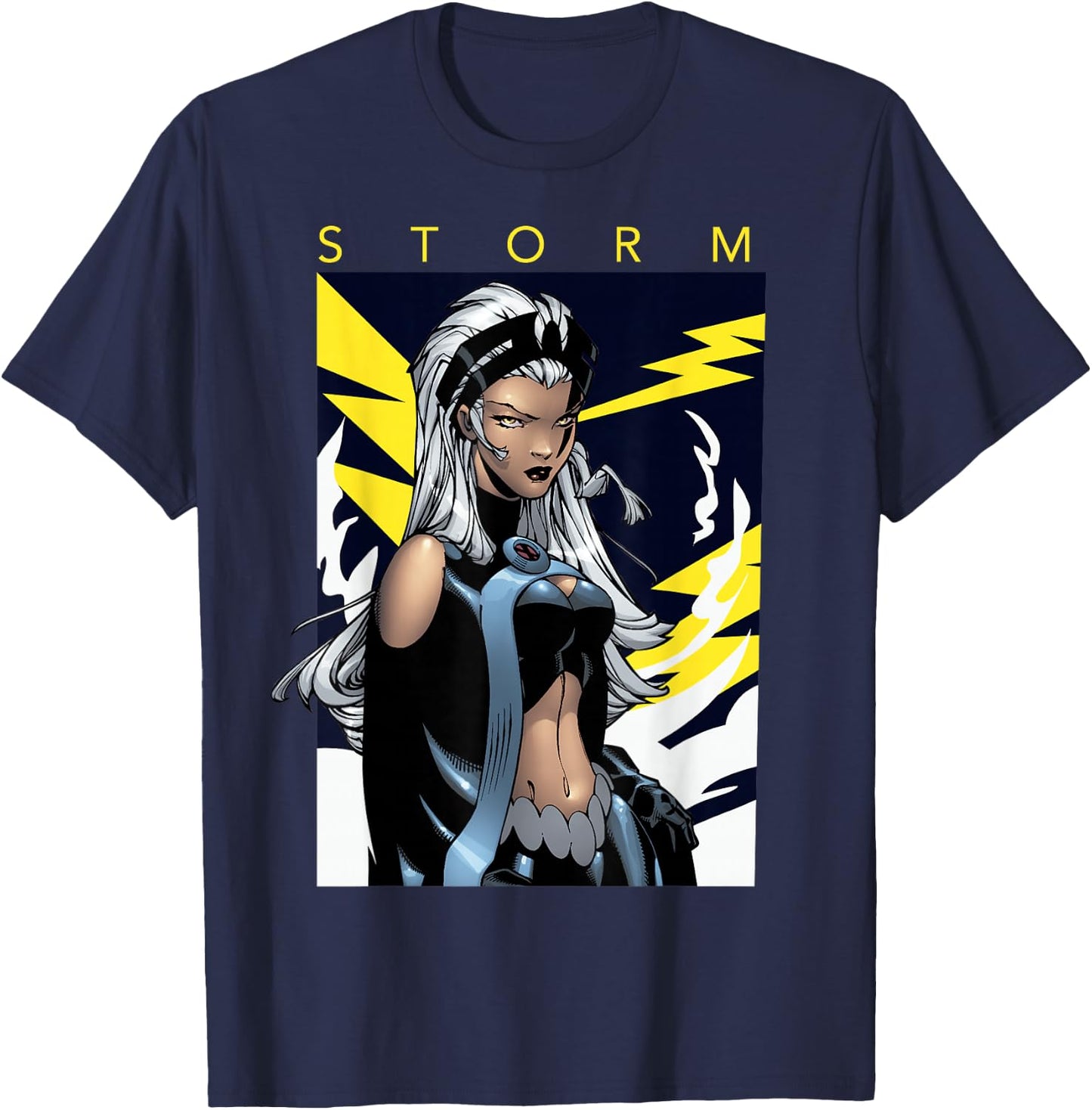 Marvel X-Men Storm Boltage Voltage Poster Graphic T-Shirt - T-Shirt | Navy