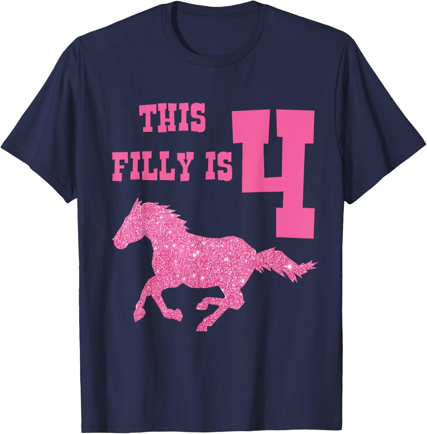 Kids 4th Birthday Horse - Party for 4 Year Old Girls T-Shirt - T-Shirt | Navy