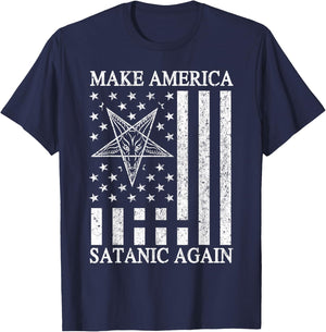 Make America Satanic Great Again Funny Gift T-Shirt - T-Shirt | Navy